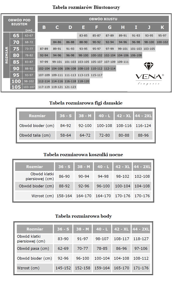 Vena - Tabela Rozmiarów