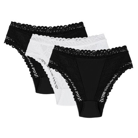 Wol-Bar Abra 3-pak Majtki figi, czarny-czarny-bia�y