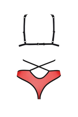 Passion Peonia set Nocna komplet biustonosz + figi, red