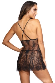 Axami V-9789 Nocna komplet koszulka + stringi, czarny