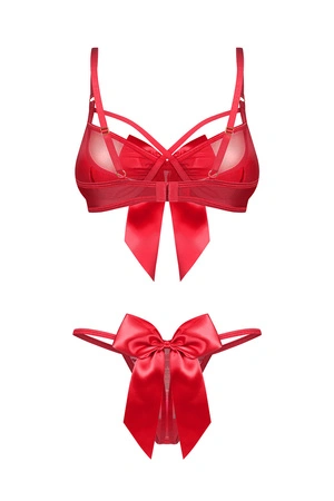 Obsessive Gifty Red 2-pcs set Nocna komplet biustonosz + stringi, red