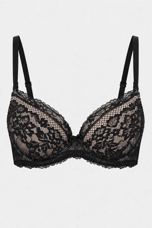 Vivisence 1041 Biustonosz push-up, czarne kwiaty