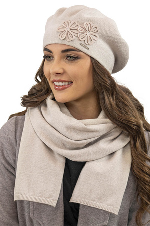 Vivisence 7007Kmpl Komplet beret+szalik, be�owy