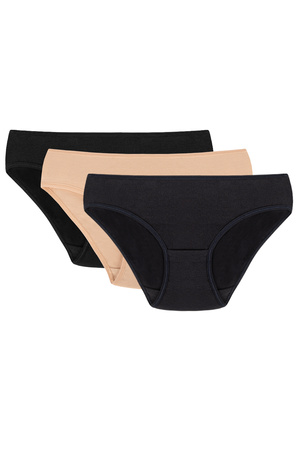 Vivisence 4003 3-pack Majtki figi, czarny/be�owy/granatowy