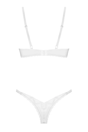 Obsessive Alissium 2-pcs set Nocna komplet biustonosz + stringi, white