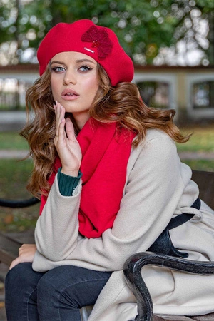Vivisence 7036Kmpl Komplet beret+szalik, czerwony