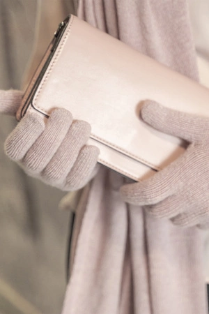 Vivisence 7201 Rękawiczki dzianinowe, pudrowy róż