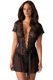 Obsessive Alluria peignoir Nocna peniuar, czarny