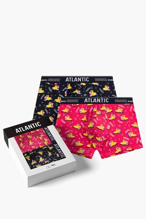 Atlantic 2MHH-007 2-pack Majtki bokserki, granat/róż