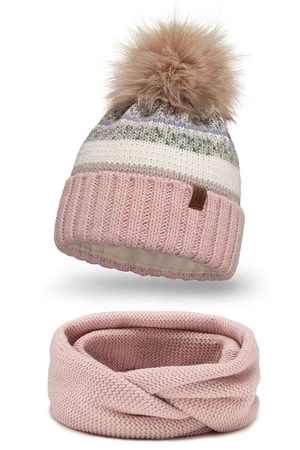 Vivisence 7099Kmpl Komplet czapka+komin, różowy