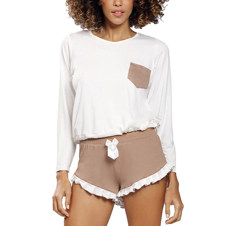 Dkaren Ronnie Nocna komplet koszulka + szorty, cappucino