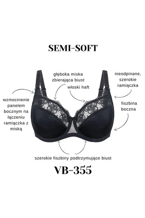 Vena VB-355 Biustonosz półusztywniany, czarny
