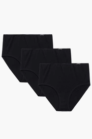 Atlantic 3BLP-604 3-pack Majtki wysokie figi, czarny