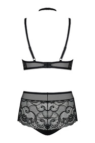 Obsessive Elizenes 2-pcs set Nocna komplet biustonosz + figi, czarny