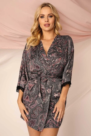 Unikat India Nocna szlafrok, czarny-wzór