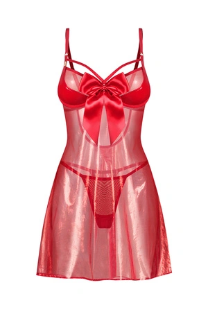Obsessive Gifty Red babydoll & thong Nocna komplet koszulka + stringi, red