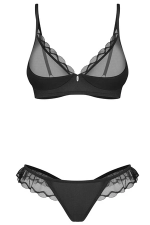 Obsessive Stelisa 2-pcs set Nocna komplet biustonosz + stringi, czarny