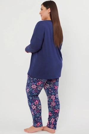 Italian Fashion Folk dł.r. dł.sp. Nocna piżama, granat/druk