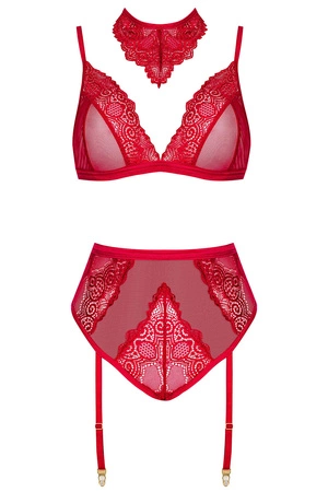 Beauty Night Cristalyn set BN6756 Nocna komplet biustonosz + figi, cherry