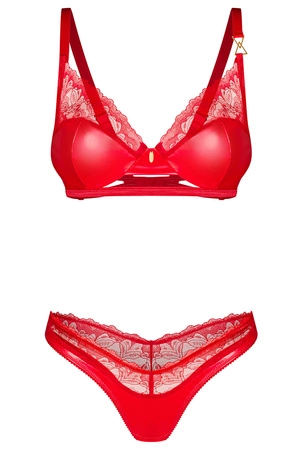 Obsessive Aliosa 2-pcs set Nocna komplet biustonosz + stringi, red