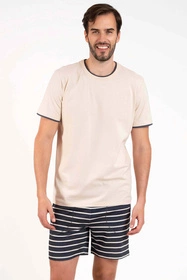Italian Fashion Lars kr.r. kr.sp. Nocna piżama, beż/druk grafit
