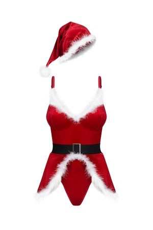 Obsessive Hot Santa 3-pcs costume Nocna sexy kostium, red