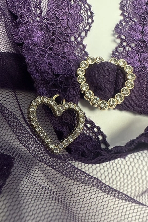 Passion Belissana set Nocna komplet biustonosz + stringi, violet