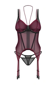 Obsessive Parisel corset & thong Gorset sexy, bordo-czarny