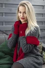 Vivisence 7204 Rękawiczki dzianinowe, czerwony