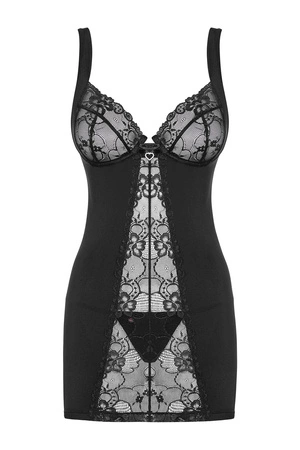 Obsessive Heartina chemise Nocna komplet koszulka + stringi, czarny
