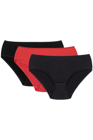 Vivisence 4002 3-pack Majtki figi, czarny/czerwony/granatowy