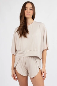 Dkaren DK-K-B19 Nocna komplet koszulka + szorty, ecru