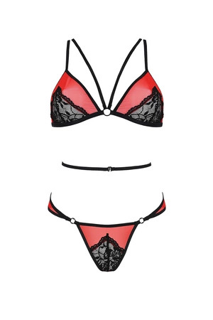 Passion Peonia set Nocna komplet biustonosz + figi, red