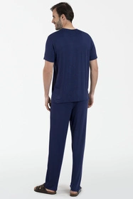 Italian Fashion Akord Men kr.r. dł.sp. Nocna piżama, granat