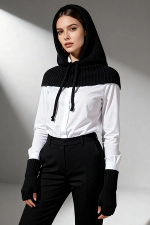 Vivisence 70110Kmpl Komplet kaptur+rękawiczki, czarny