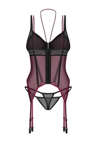 Obsessive Parisel corset & thong Gorset sexy, bordo-czarny
