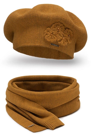 Vivisence 7006Kmpl Komplet beret+szalik, miodowy