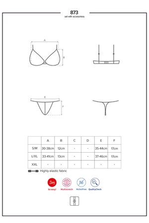 Obsessive 873-SEA-1 Nocna komplet biustonosz + stringi, czarny