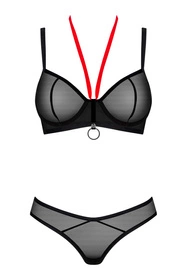 Obsessive Glandez 2-pcs set Nocna komplet biustonosz + stringi, czarny