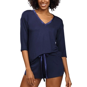 Dkaren Edith Nocna komplet koszulka + szorty, granat