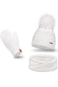 Pamami 17549+14603+20680 Komplet czapka+komin+rękawiczki, 007 biały
