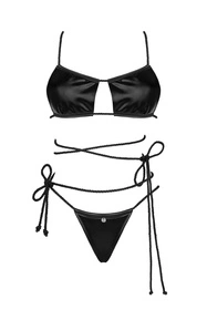 Obsessive Cordellis 2-pcs set Nocna komplet biustonosz + stringi, czarny