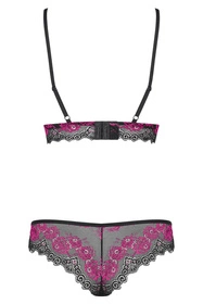 Obsessive Tulia set Nocna komplet biustonosz + stringi, czarny