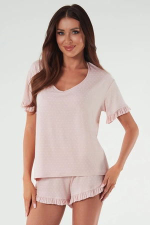 Italian Fashion Puntini kr.r. kr.sp. Nocna piżama, druk/pudrowy róż