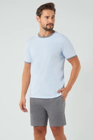 Italian Fashion Nikodem kr.r. kr.sp. Nocna piżama, niebieski/śr.melanż