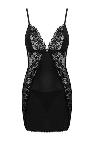 Obsessive Maderris chemise Nocna komplet koszulka + stringi, czarny