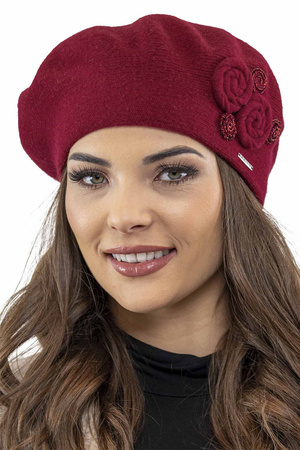 Vivisence 7037 Nakrycie g�owy beret, bordowy