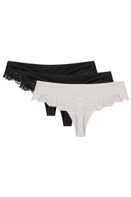 Wol-Bar Sirtaka 3-pak Majtki szorto-stringi, czarny-czarny-biały