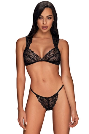 Obsessive Elisetta 2-pcs set Nocna komplet biustonosz + stringi, czarny