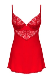 Obsessive Ingridia chemise Nocna komplet koszulka + stringi, czerwony